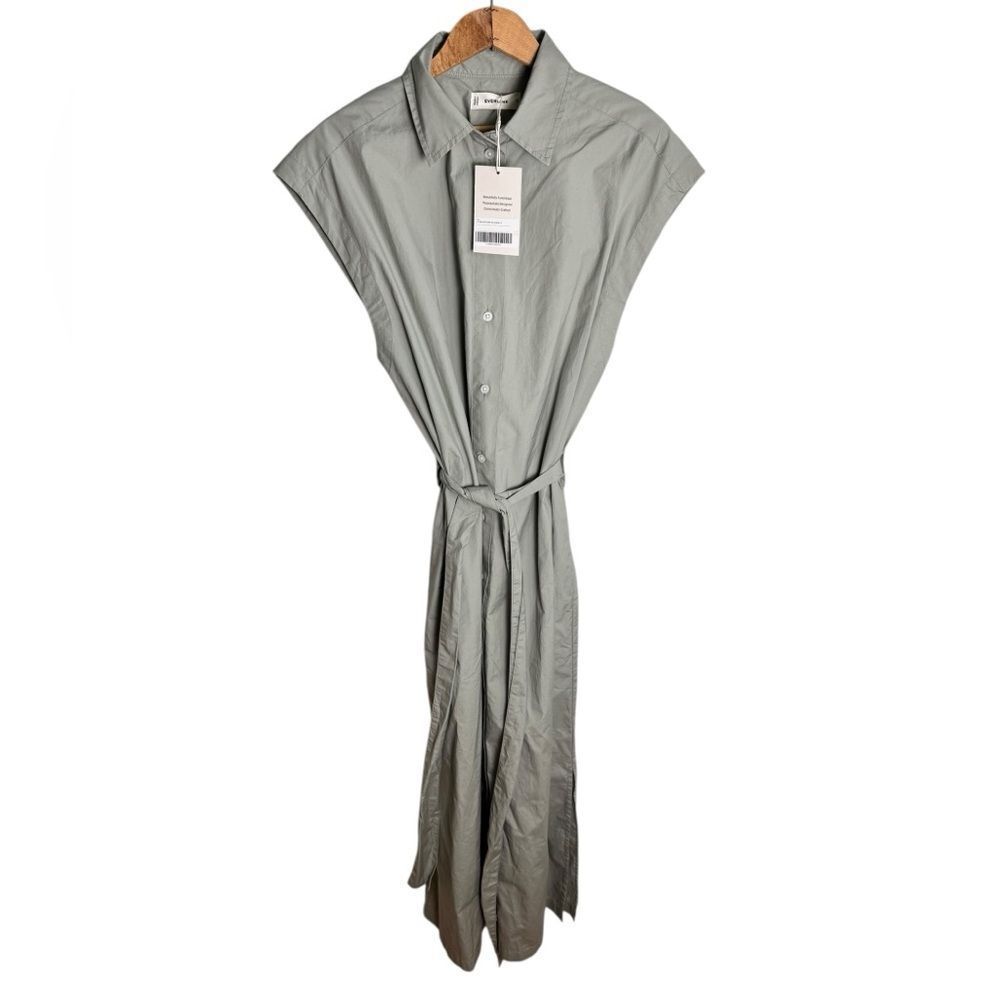 Everlane Sage Green Button-Front Midi Shirtdress - Picture 6 of 11